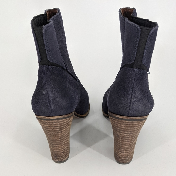 Lucky Brand Blue Suede Maldee Heeled Ankle Boots - Picture 5 of 7